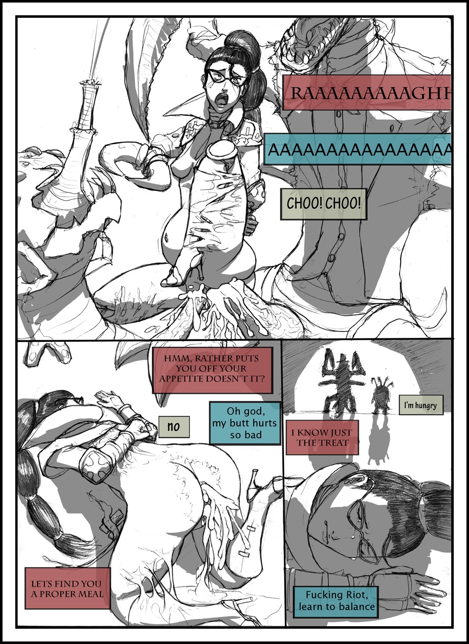 aka6 cho'gath comic english_text female gentleman_cho'gath kog'maw league_of_legends monster riot_games rule34 shauna_vayne straight text the_grind_series vayne voidborn