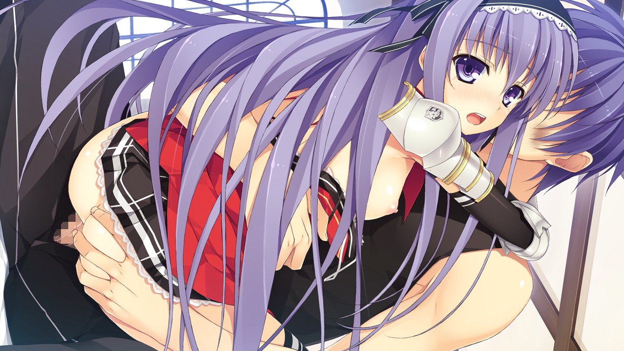 blush censored female fujimori_yuu game_cg koikishi_purely_kiss long_hair nipples purple_eyes purple_hair rule34 seifuku sex yuuki_hagure