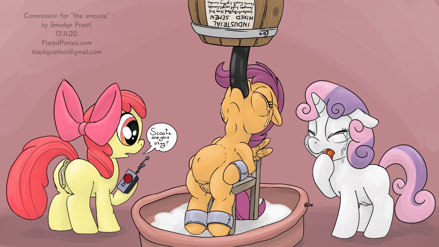 anatomically_correct anatomically_correct_genitalia anatomically_correct_vulva animal_genitalia animal_vulva anus apple_bloom_(mlp) bdsm bodily_fluids bondage bound cum cum_inflation cum_inside cutie_mark_crusaders_(mlp) digital_media_(artwork) e621 earth_pony equid equine equine_genitalia equine_vulva excessive_cum excessive_genital_fluids feathered_wings feathers feeding_tube female feral friendship_is_magic genital_fluids genitals group hasbro horn horse hose hose_inflation inflation mammal medical_instrument my_little_pony mythological_creature mythological_equine mythology orange_body orange_feathers pegasus pony scientific_instrument scootaloo_(mlp) smudge_proof sweetie_belle_(mlp) tears teats unicorn vulva wings young young_feral