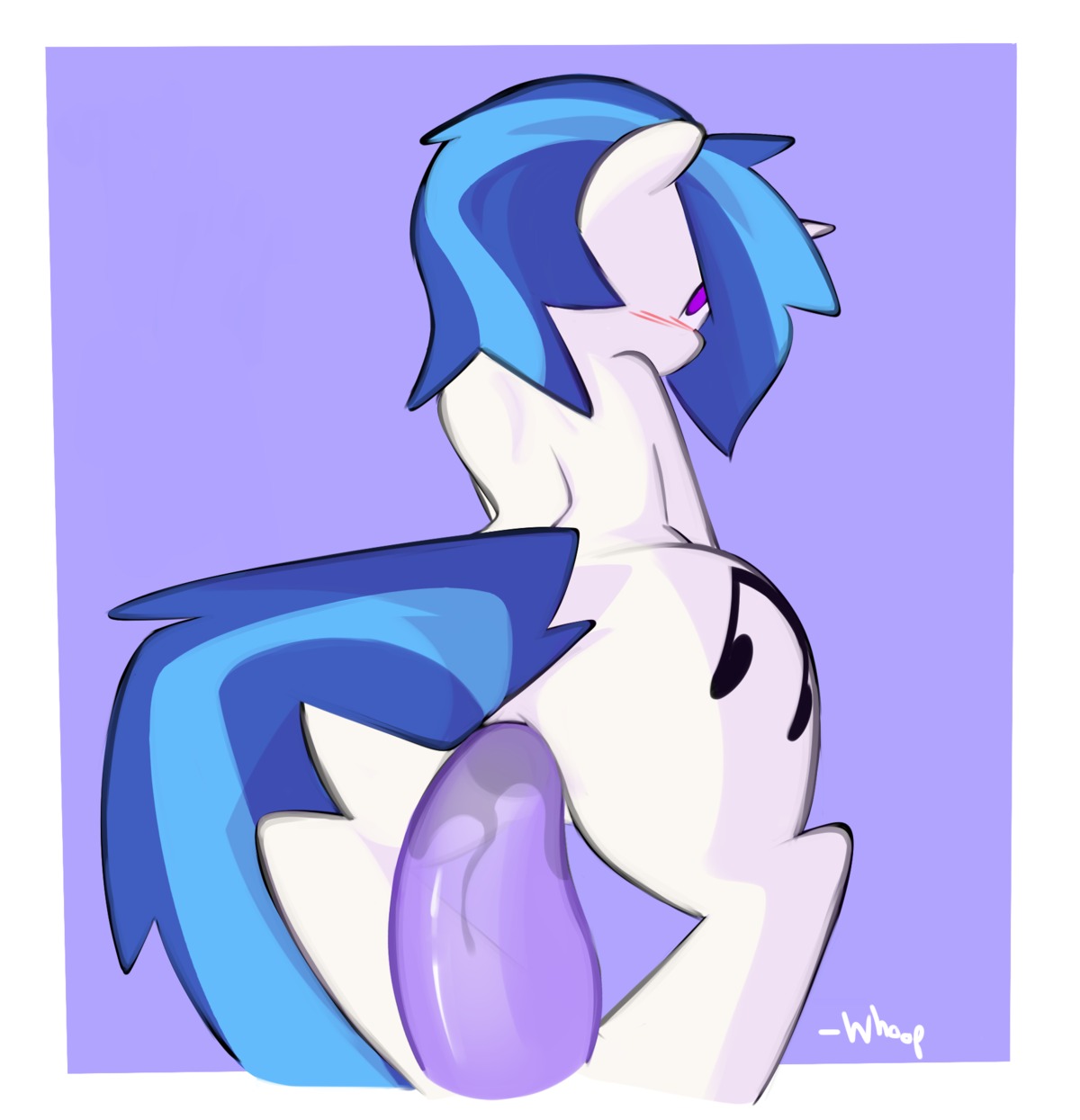 blue_hair blush cutie_mark digital_media_(artwork) e621 equid equine female friendship_is_magic fur hair hasbro hi_res horn looking_at_viewer looking_back mammal my_little_pony mythological_creature mythological_equine mythology penetration rear_view sex_toy solo tail tentacles text unicorn vinyl_scratch_(mlp) white_body white_fur whoop