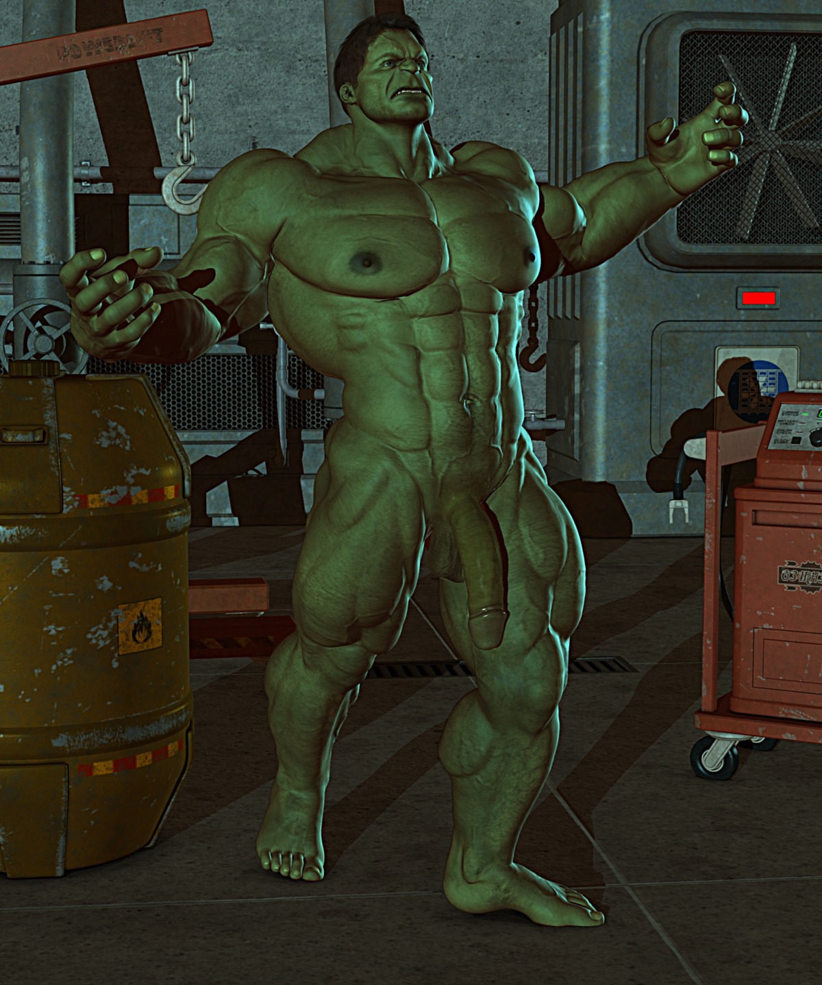 3d barefoot feet green_skin huge_cock hulk male male_only marvel marvel_comics penis rule34 solo yolco