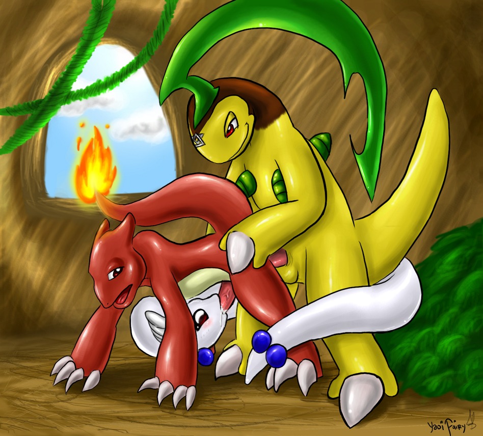 bayleef charmeleon color dragonair feral feral_on_feral fire indoors interspecies male male/male male_penetrated multiple_males nintendo pokemon pokemon_(species) rule34 scalie tagme tail tail_fire yaoifairy