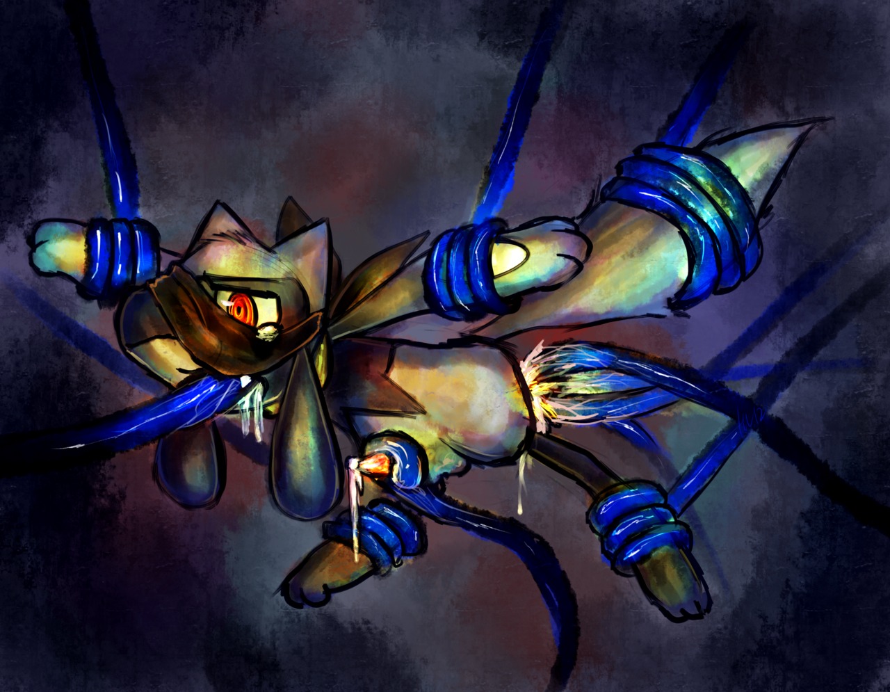 anal anal_sex blindfold erection furry furry_only haychel male nintendo penetration penis pokemon rape riolu rule34 tentacle tentacle_fellatio tentacle_rape