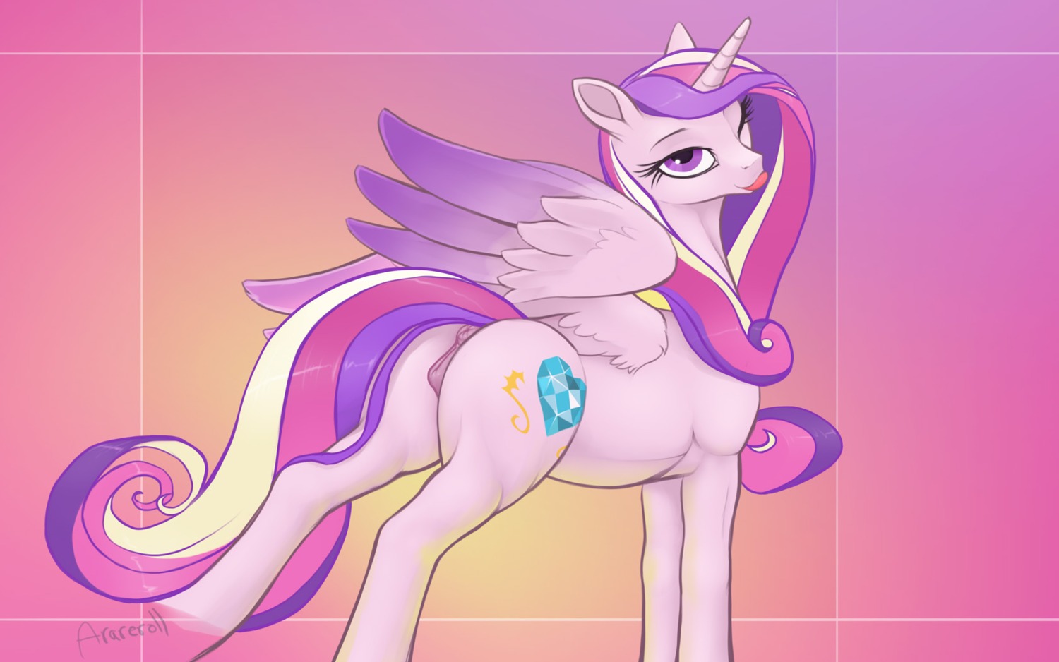 16:10 2014 anatomically_correct anatomically_correct_genitalia anatomically_correct_vulva animal_genitalia animal_vulva anus arareroll butt cutie_mark digital_media_(artwork) e621 equid equine equine_genitalia equine_vulva feathered_wings feathers female feral friendship_is_magic fur genitals hair hasbro hi_res horn licking licking_lips licking_own_lips mammal multicolored_hair my_little_pony mythological_creature mythological_equine mythology one_eye_closed pink_body pink_feathers pink_fur princess_cadance_(mlp) purple_eyes royalty self_lick solo tongue tongue_out vulva widescreen winged_unicorn wings