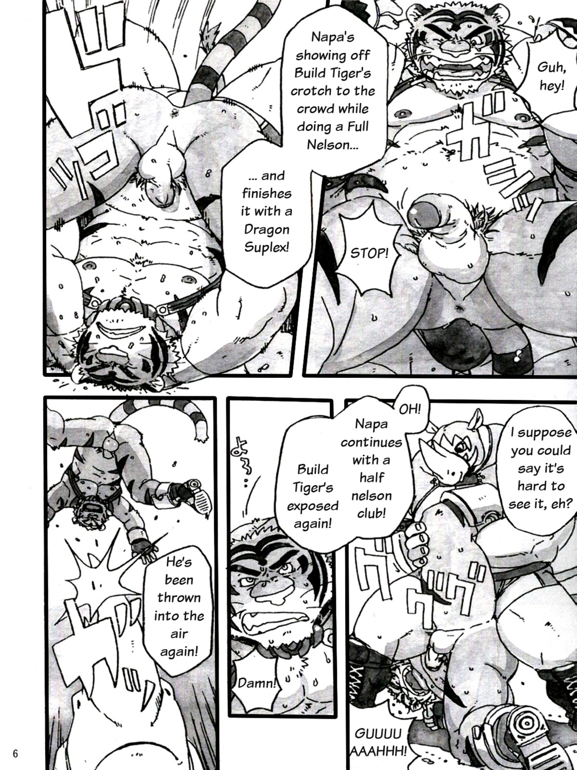 anthro black_and_white build_tiger feline fur furry gamma-g male male_only monochrome muscles penis rhino rule34 suplex tiger