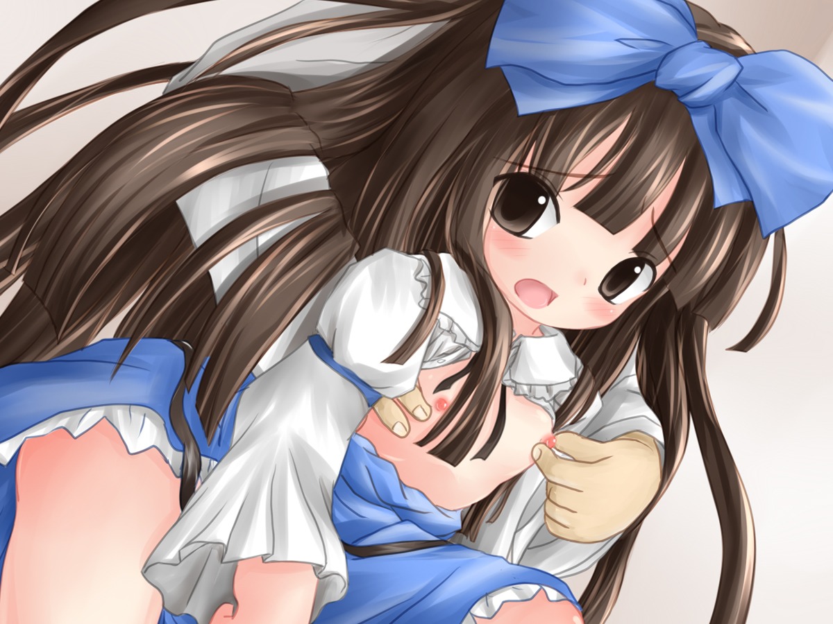 breasts female grey_eyes nipple_pinch ribbon rule34 small_breasts star_sapphire_(touhou) tagme touhou