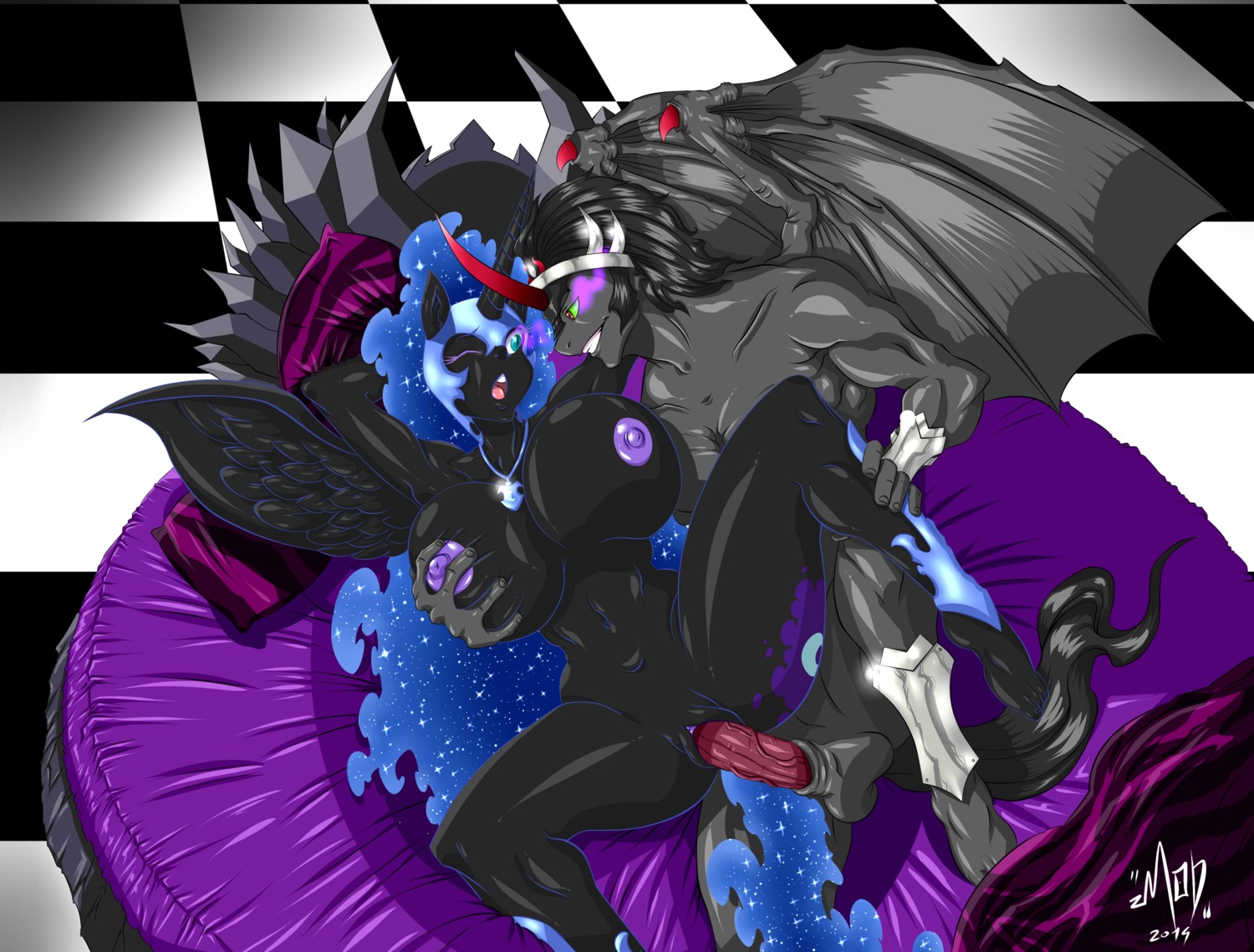 absurd_res alternate_species anthro anthrofied balls biceps big_breasts black_body black_feathers black_hair breast_grab breasts crown duo e621 equid equine erection eye_mist feathered_wings feathers female female_penetrated friendship_is_magic genitals grope hair hand_on_breast hasbro headgear hi_res horn jewelry king_sombra_(mlp) male male/female male_penetrating male_penetrating_female mammal membrane_(anatomy) membranous_wings modafud muscular my_little_pony mythological_creature mythological_equine mythology necklace nightmare_moon_(mlp) nipples nude pecs penetration penile penile_penetration penis penis_in_vagina sex vaginal vaginal_penetration vulva winged_unicorn wings