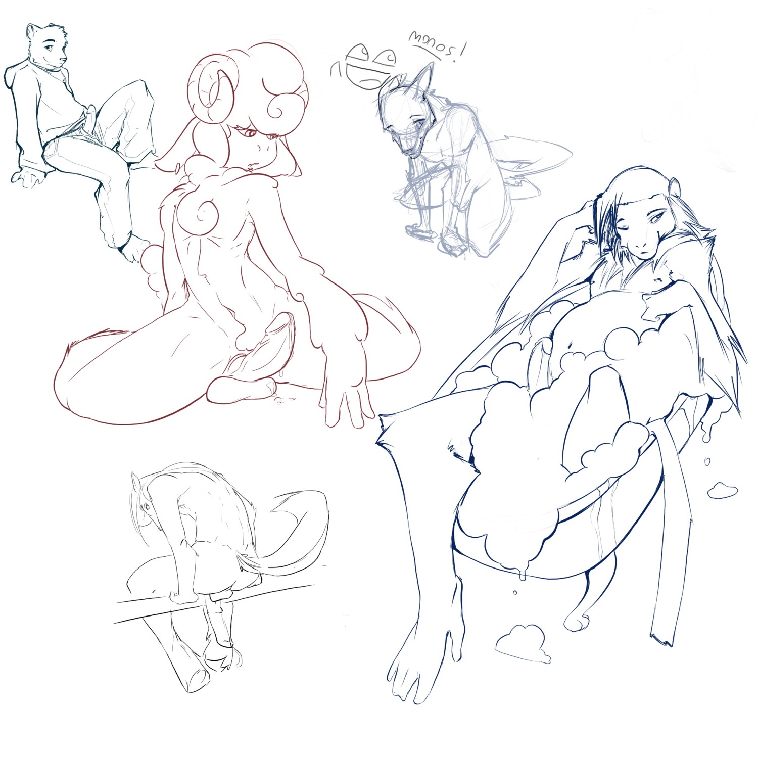 1:1 2009 anthro artist_collaboration balls bath bathtub biped bovid branch caprine claw_foot_bathtub clothed clothing digital_drawing_(artwork) digital_media_(artwork) e621 equid equine erection feet genitals hi_res hooves horn horse humanoid_genitalia humanoid_penis javkiller male mammal monochrome multiple_images nude on_branch penis penis_poking_out penis_through_fly peritian prehensile_feet sitting sketch_page solo tail toes wet