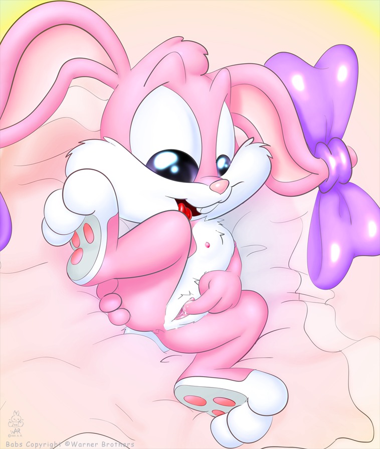 3_toes 4_fingers above_view anthro anus ass ass_grab babs_bunny barefoot bow buckteeth feet female female_only fingering fur furry_ears humanoid_pussy ishoka long_ears looking_down lying mammal masturbation nipples open_eyes open_mouth pink_fur pink_nipples pink_nose plantigrade purple_eyes pussy rabbit raised_leg rule34 smile solo tiny_toon_adventures uncensored white_fur young