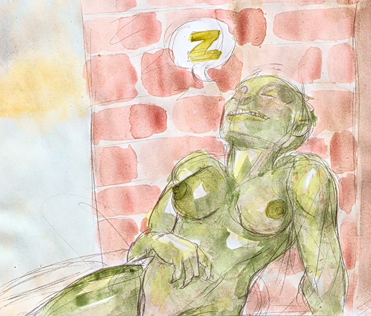 batman_(series) breasts dc dc_comics female female_only green_skin killer_croc nipples nude rule34 rule_63 solo tagme