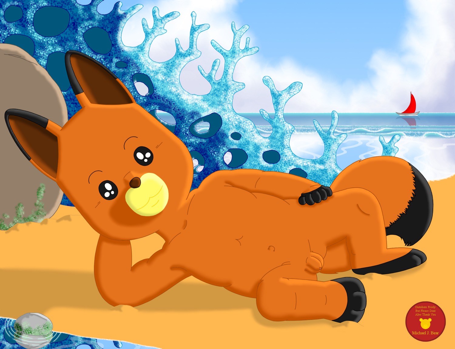 anthozoan anthro aquatic b_j_bear balls beach biped boat canid canine cnidarian coral coral_reef detailed_background dipstick_tail e621 flaccid foreskin fox freddy_fox genitals hi_res humanoid_genitalia humanoid_penis looking_at_viewer lying male mammal maple_town markings nude on_ground on_side penis pose red_fox sea seaside shota solo tail tail_markings toei_animation true_fox vehicle water watercraft young young_anthro