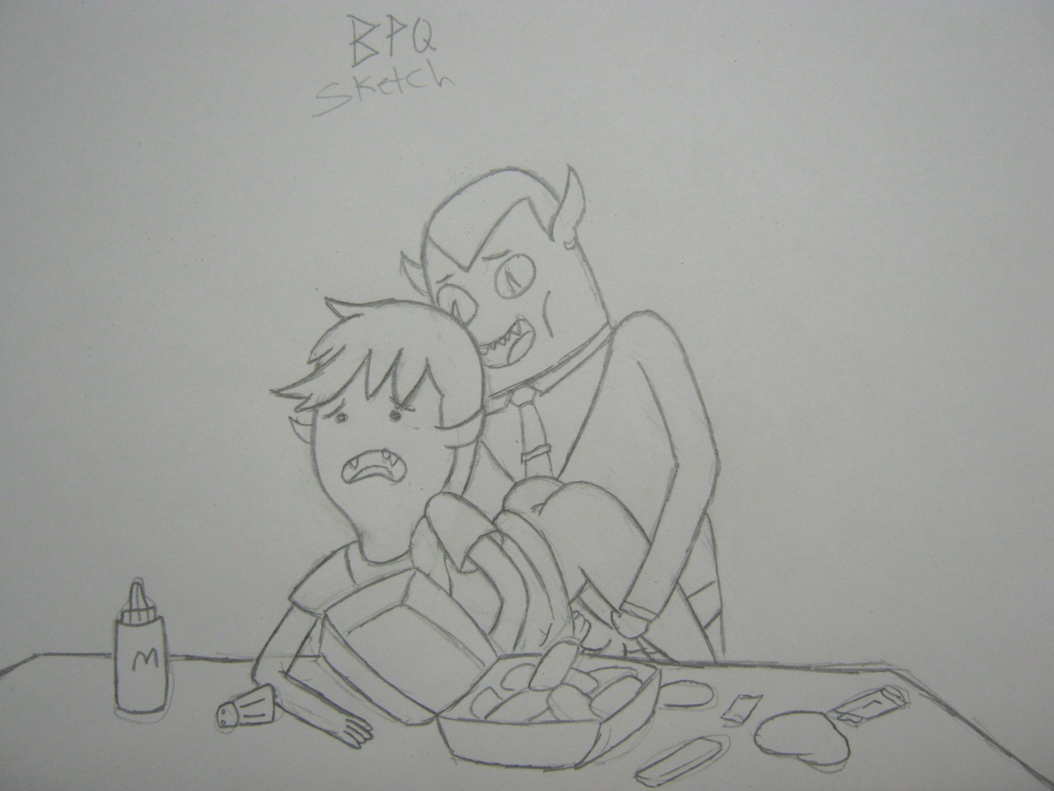 1boy 1girls adventure_time ass bpq00x female hunson_abadeer male marceline pencil_(artwork) rule34 signature traditional_media_(artwork)