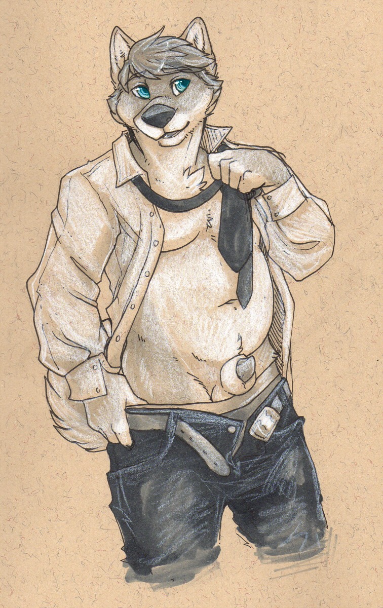 accessory animal_genitalia anthro balls blue_eyes canid canine canis clothing conditional_dnp domestic_dog e621 garnetto genitals greyscale hi_res male mammal monochrome necktie penis penis_tip sheath shiba_inu shirt slightly_chubby solo spitz topwear underwear undressing white_clothing white_shirt white_topwear