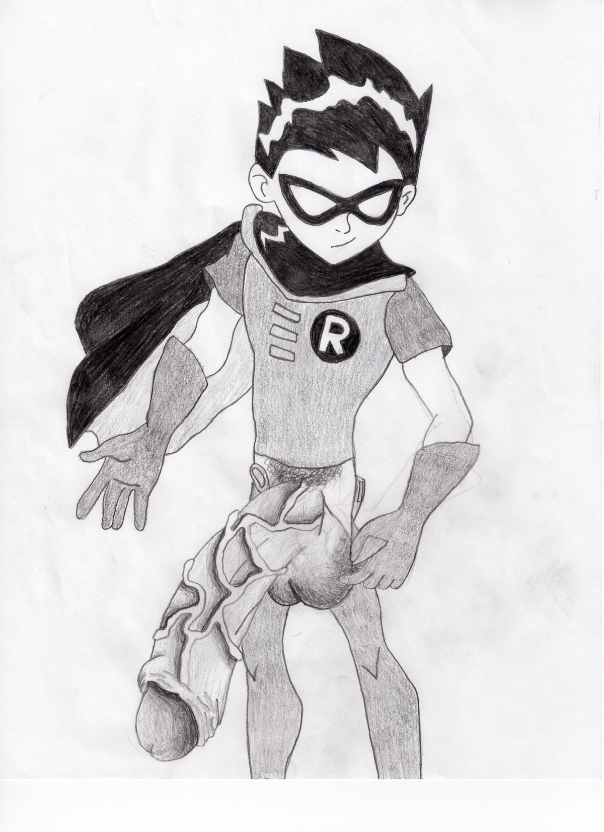 dc dc_comics dick_grayson foreskin human male male_only penis robin_(dc) robin_(dick_grayson) rule34 solo teen_titans uncircumcised