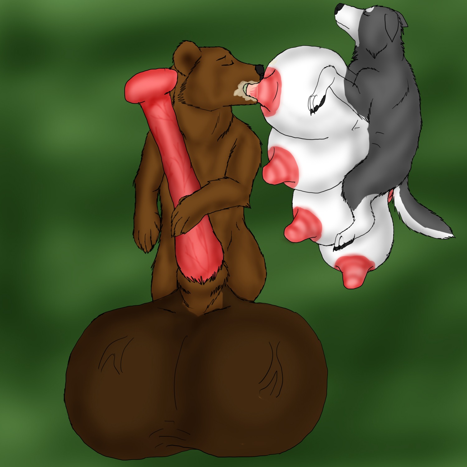 anthro balls bear breasts canine female feral husky hyper lactation male multi_breast nipples penis pussy rule34 sleeping suckling