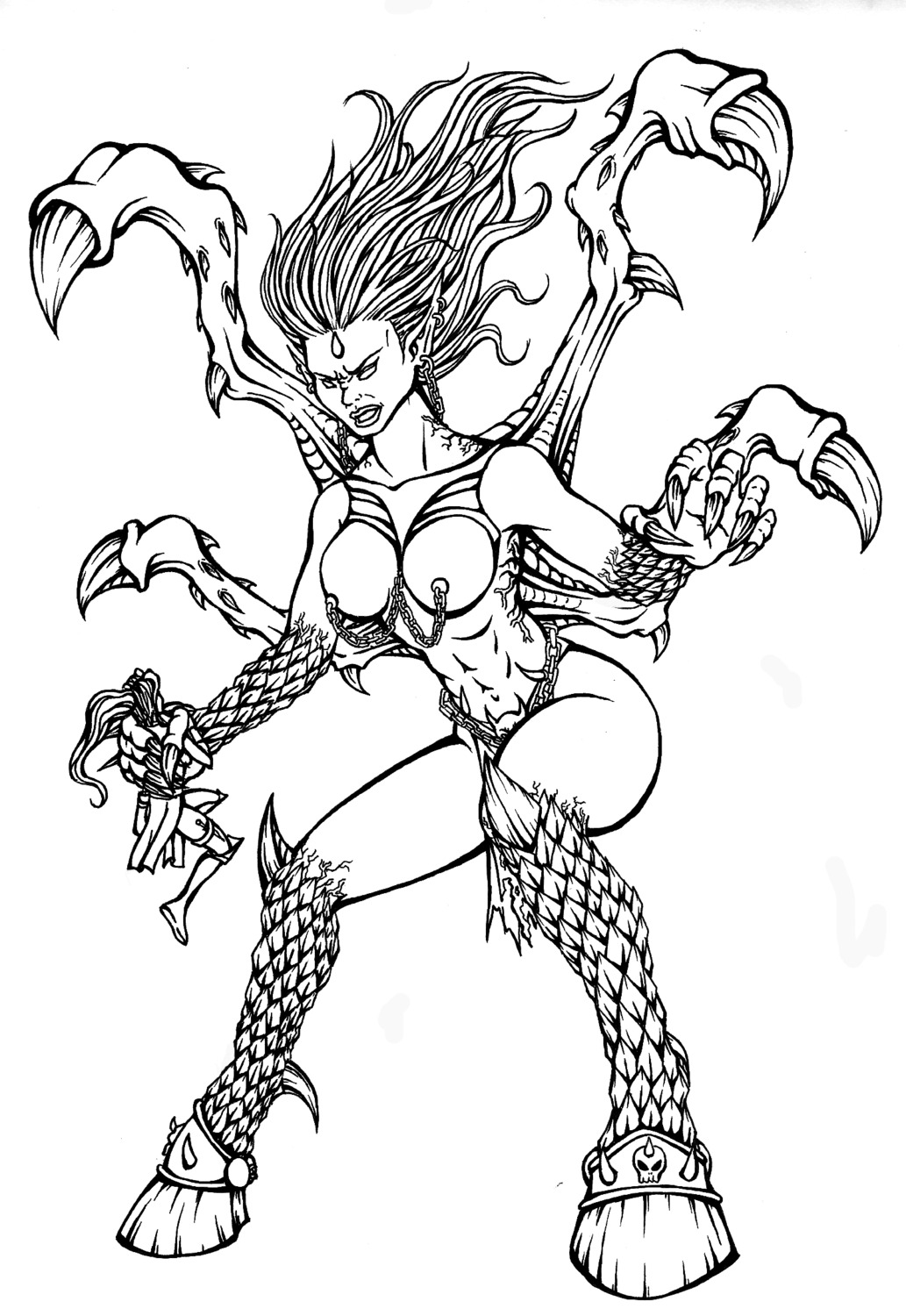 andariel demon diablo diablo_2 female nipples no_color rule34 succubus tagme