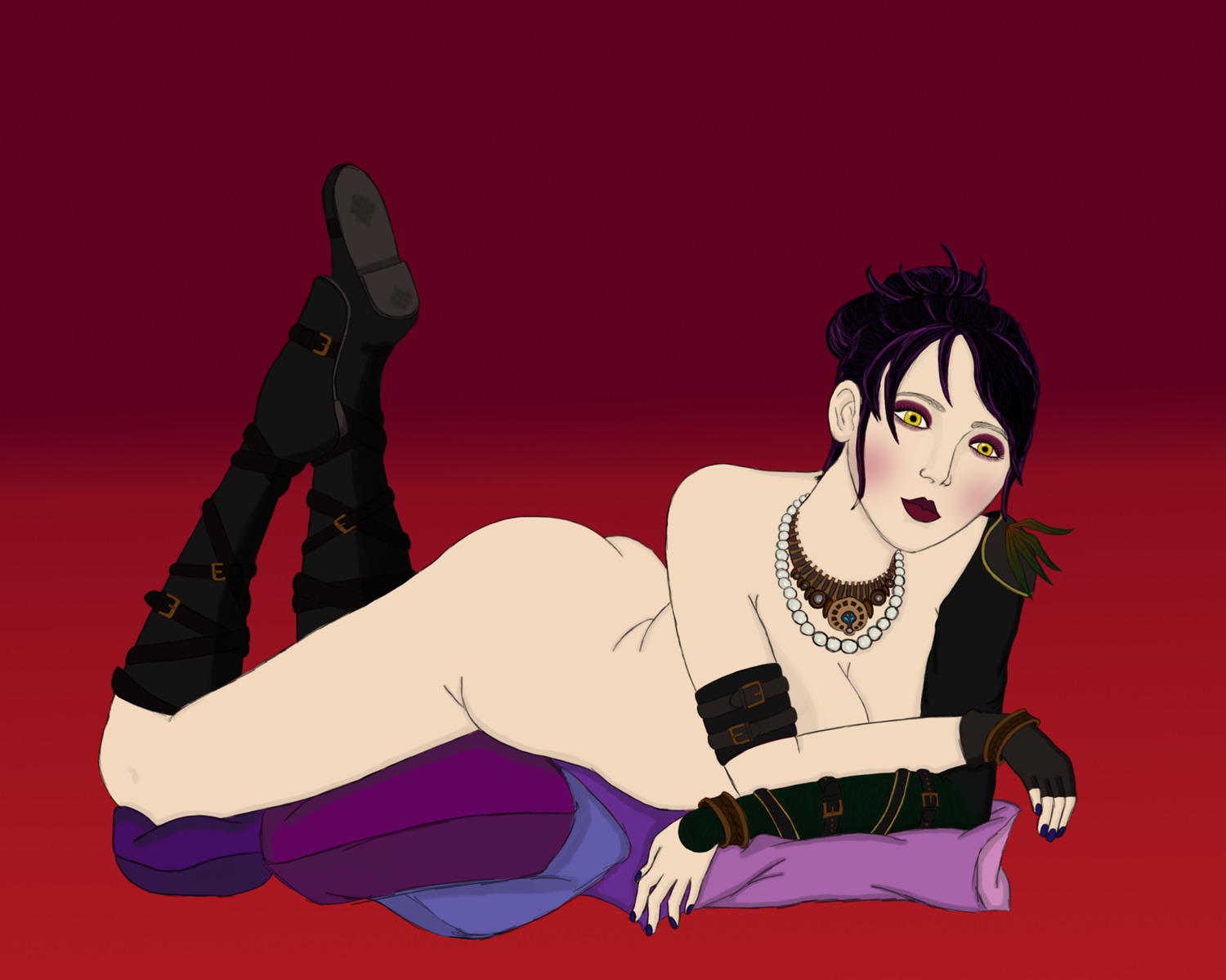 1girls 2d artist_request dragon_age dragon_age_origins female female_only morrigan_(dragon_age) rule34 solo solo_female tagme uncensored