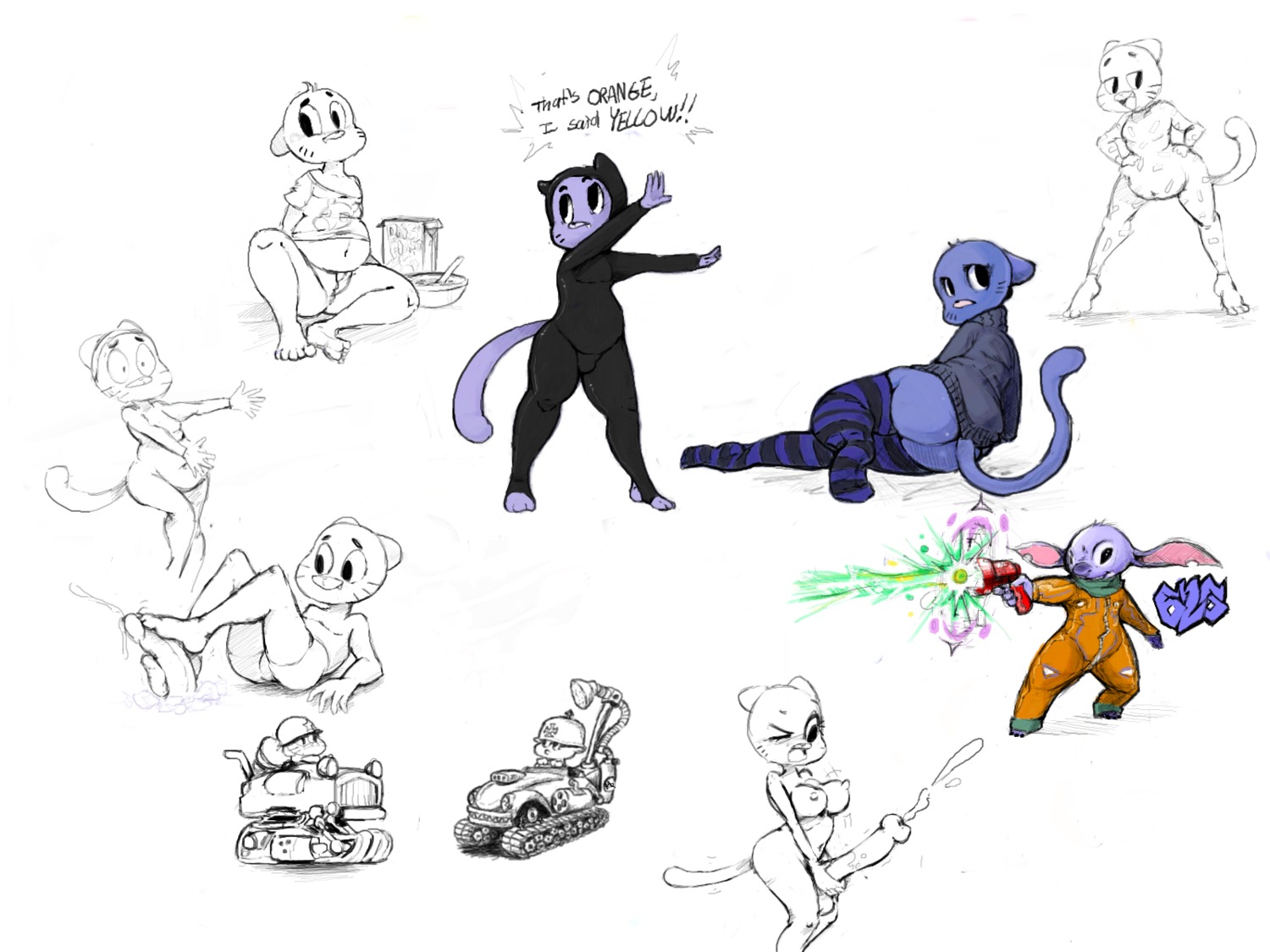 anthro cartoon_network darwin_watterson disney domestic_cat experiment_(species) feline female fish furry gay gay_sex gumball_watterson lilo_and_stitch male nicole_watterson rule34 stitch straight_hair the_amazing_world_of_gumball yaoi