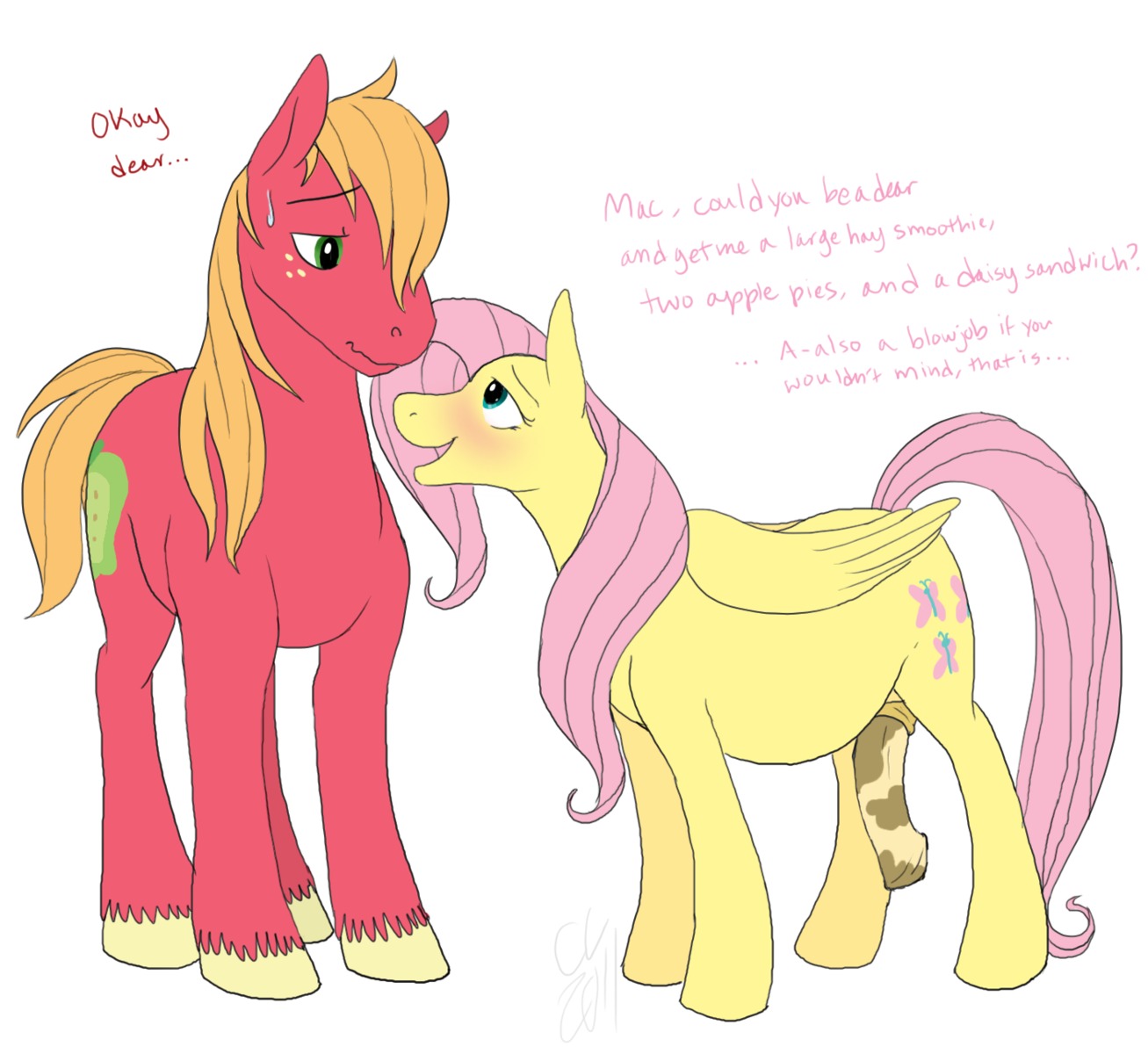 animal_genitalia animal_penis belly big_belly big_macintosh_(mlp) blonde_hair blue_eyes blush bodily_fluids cartoonlion cartoonlion's_futaverse cutie_mark dialogue duo e621 earth_pony english_text equid equine equine_genitalia equine_penis erection fan_character feathered_wings feathers feral fetlocks fluttershy_(mlp) friendship_is_magic fur futashy_(cartoonlion) genitals green_eyes gynomorph hair hasbro hi_res hooves horse intersex male mammal mottled mottled_genitalia mottled_penis my_little_pony mythological_creature mythological_equine mythology pegasus penis pink_hair pony pregnant pregnant_intersex red_body red_fur simple_background sweat sweatdrop tail text white_background wings yellow_body yellow_feathers yellow_fur