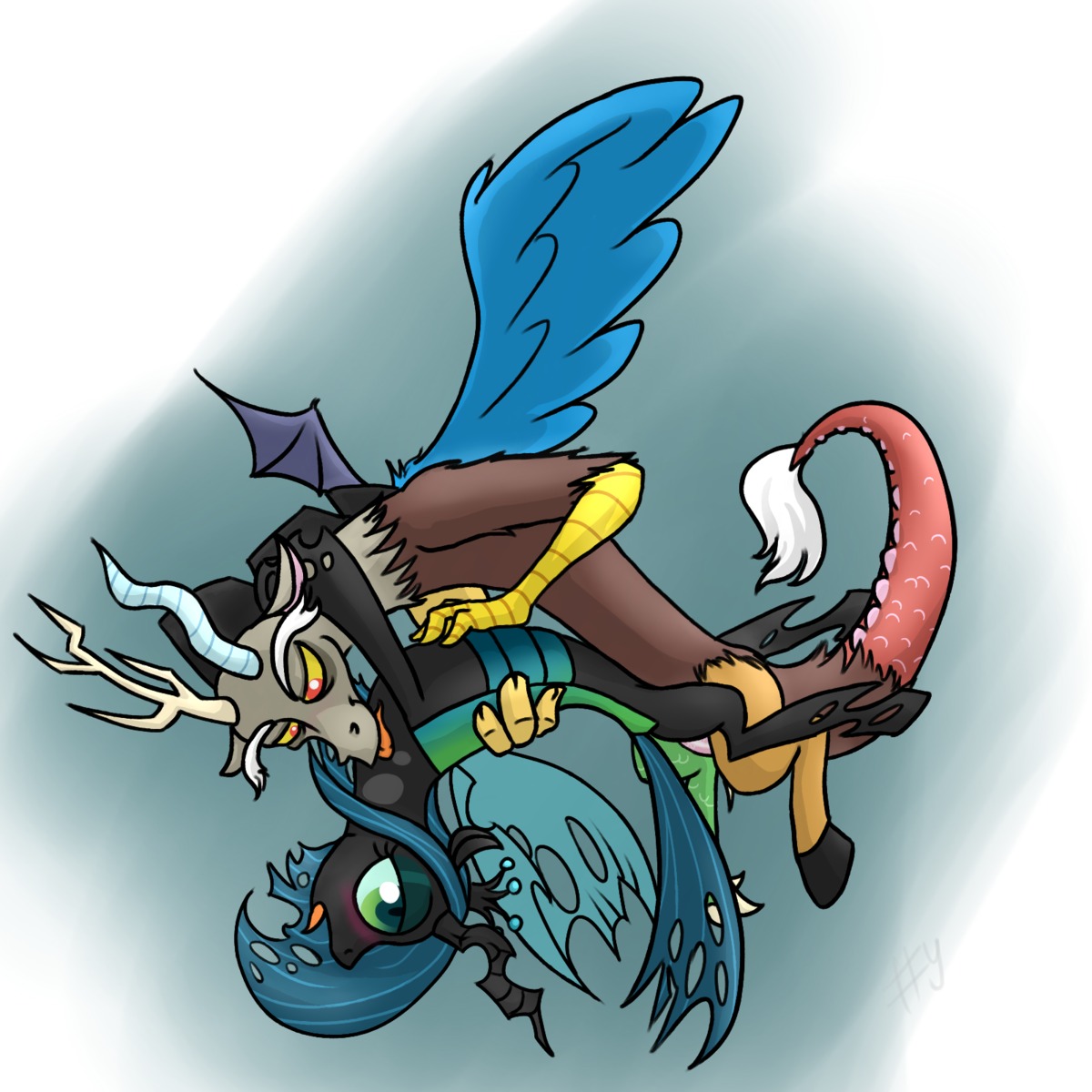 arthropod changeling chimera discord_(mlp) draconequus female feral friendship_is_magic male my_little_pony queen_chrysalis queen_chrysalis_(mlp) rule34 sharpy smooth_skin