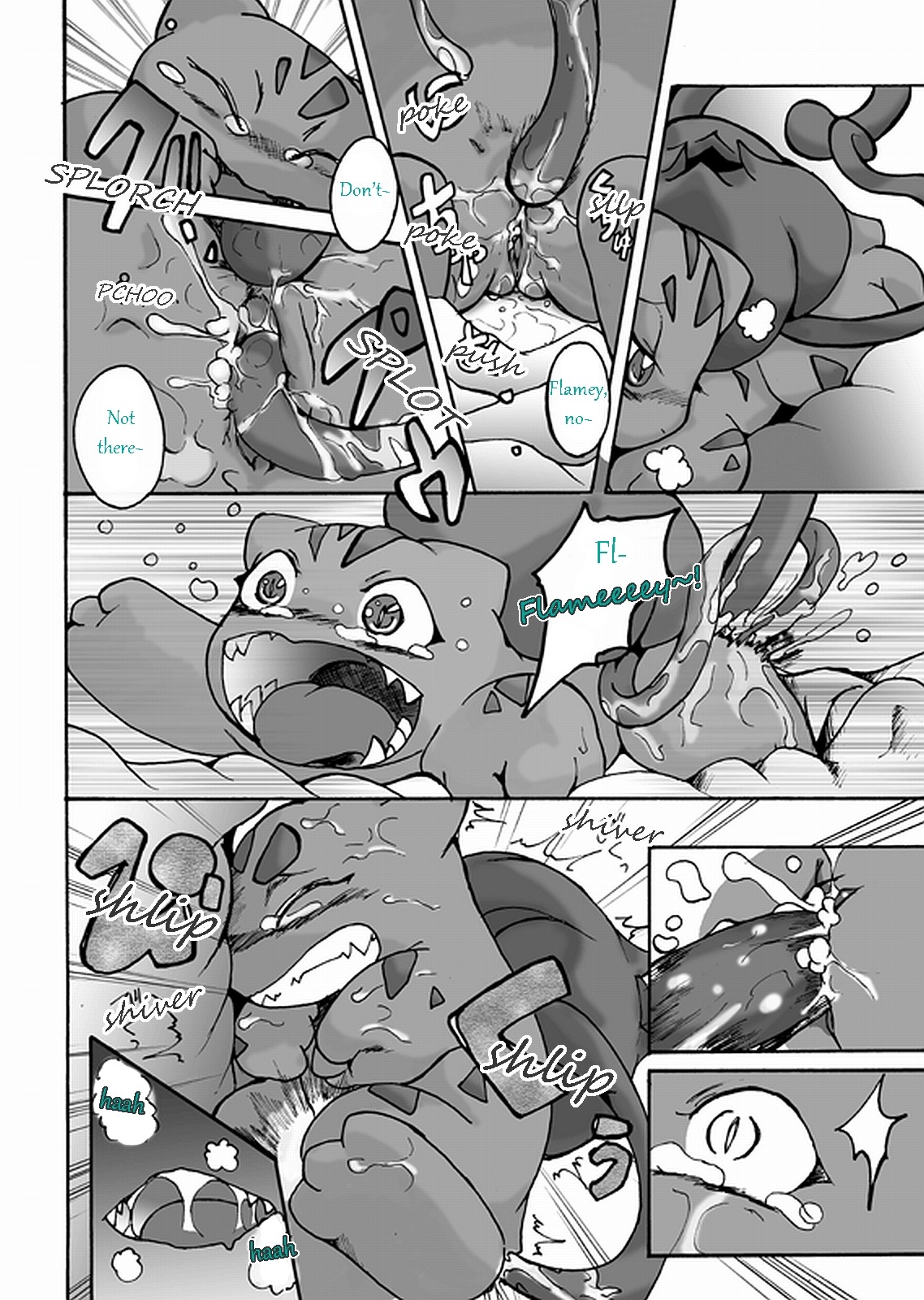 black_and_white bodily_fluids bulbasaur comic cum e621 elemental_creature english_text female feral flora_fauna generation_1_pokemon genital_fluids genitals hi_res masturbation monochrome nintendo plant plump_labia pokemon pokemon_(species) scalie solo suzumaru text vaginal vaginal_masturbation vulva