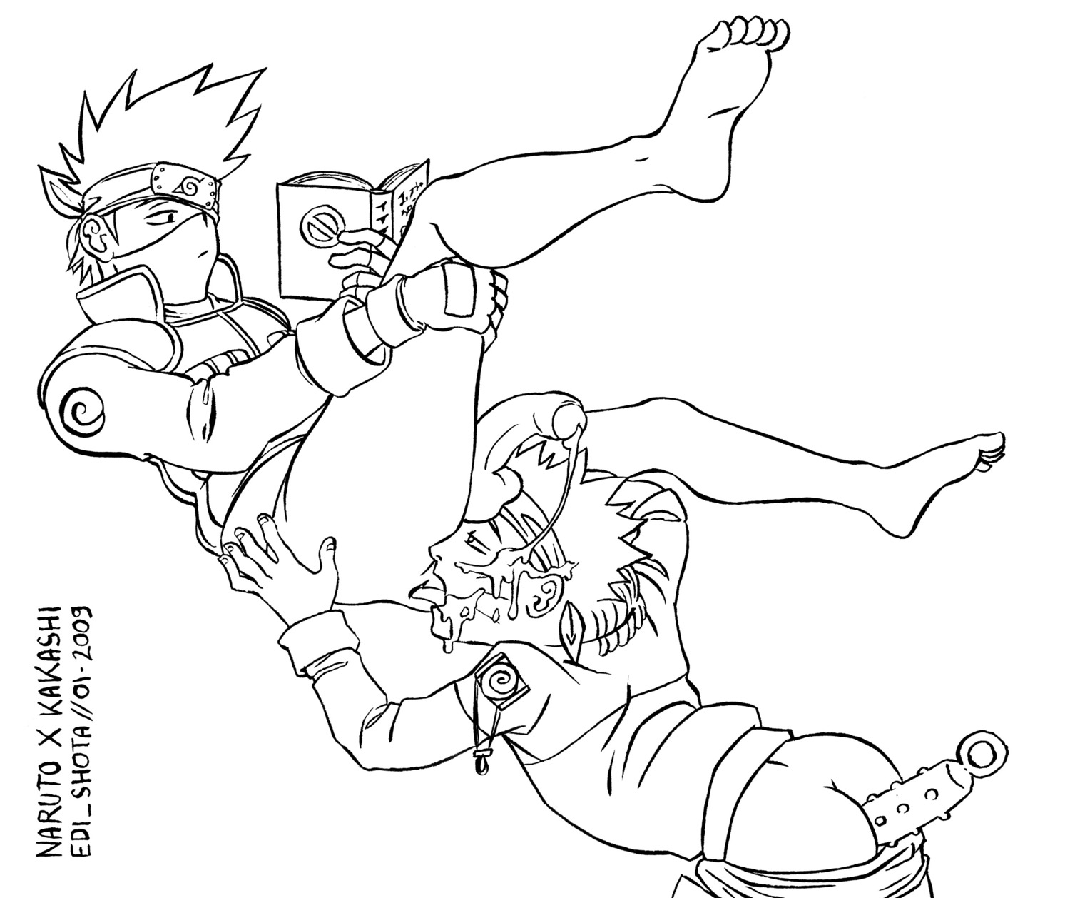2009 2boys age_difference anal_insertion book cum cum_in_mouth edi_shota hatake_kakashi human kakashi_hatake male male_only multiple_males naruto naruto_(series) older_male oral penis reading rule34 uncensored uzumaki_naruto yaoi younger_male