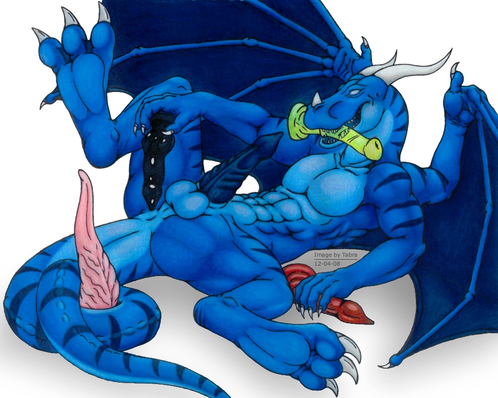 balls blue claws dragon hindpaw horn male male_only on_back paws penis rule34 tabra toys wings