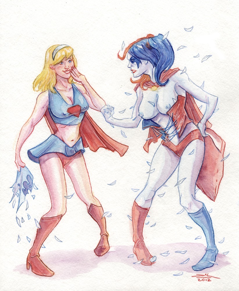batman_(series) dc dc_comics female female_only harley_quinn human multiple_females multiple_girls rule34 suicide_squad supergirl superman_(series) tagme yuri
