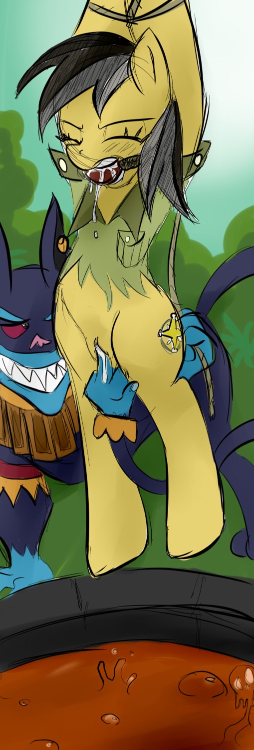 2012 ball_gag blush bodily_fluids bound cutie_mark daring_do_(mlp) drooling duo e621 equid equine female fingering forced friendship_is_magic gag gagged genital_fluids genitals haiku_oezu hair hasbro hi_res horse interspecies mammal my_little_pony penetration pony rape saliva sex smile tail vaginal vaginal_fingering vaginal_fluids vaginal_penetration vulva