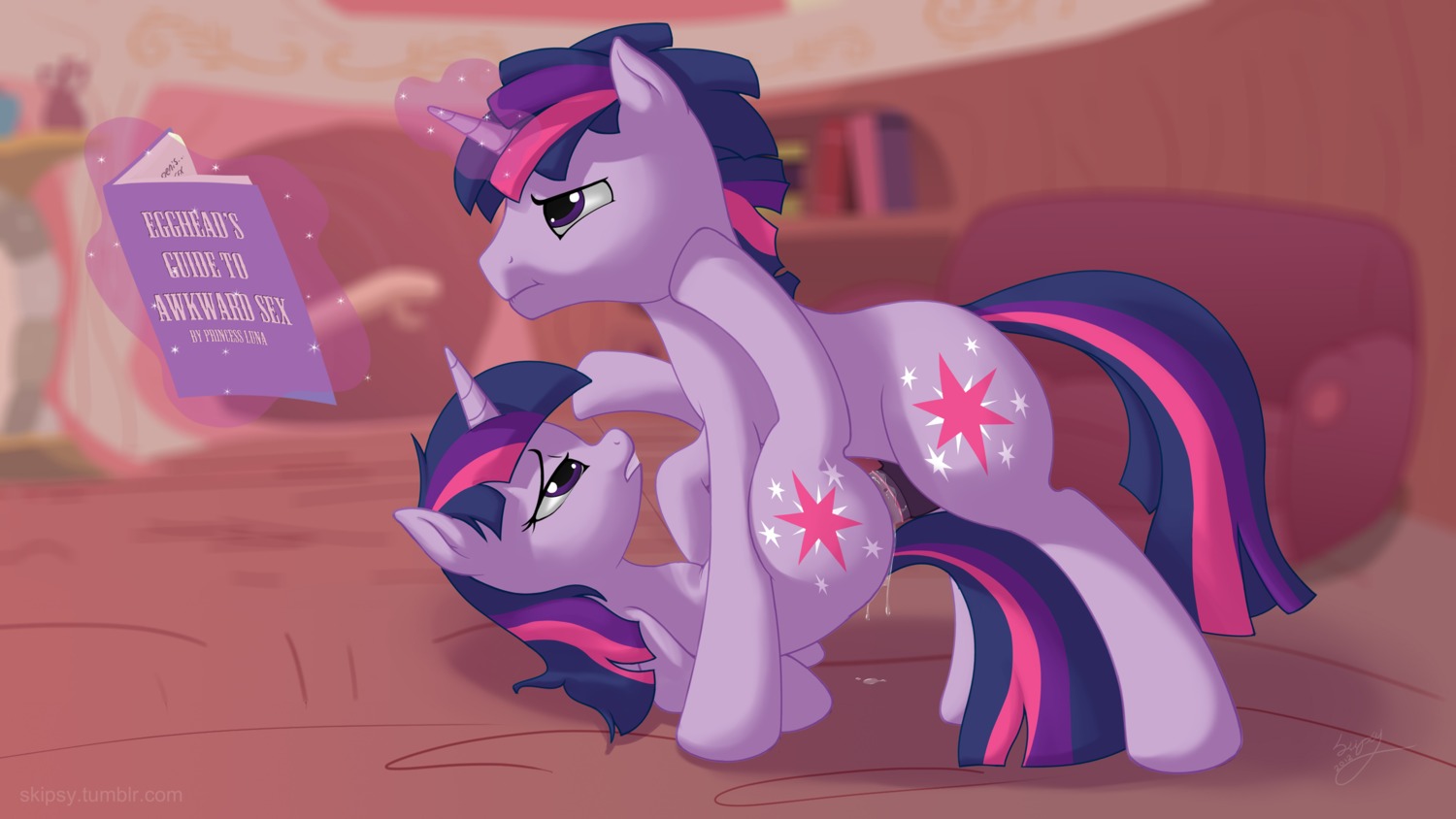 2012 awkward book condom crossgender cutie_mark dripping duo e621 english_text equid equine erection female female_penetrated feral friendship_is_magic from_front_position fur genitals hair hasbro hi_res horn levitation lying magic male male/female male_penetrating male_penetrating_female mammal missionary_position multicolored_hair my_little_pony mythological_creature mythological_equine mythology nude on_back penetration penis purple_body purple_eyes purple_fur purple_hair safe_sex selfcest sex sexual_barrier_device shaded skipsy square_crossover tail text twilight_sparkle_(mlp) two_tone_hair unicorn url wearing_condom wet