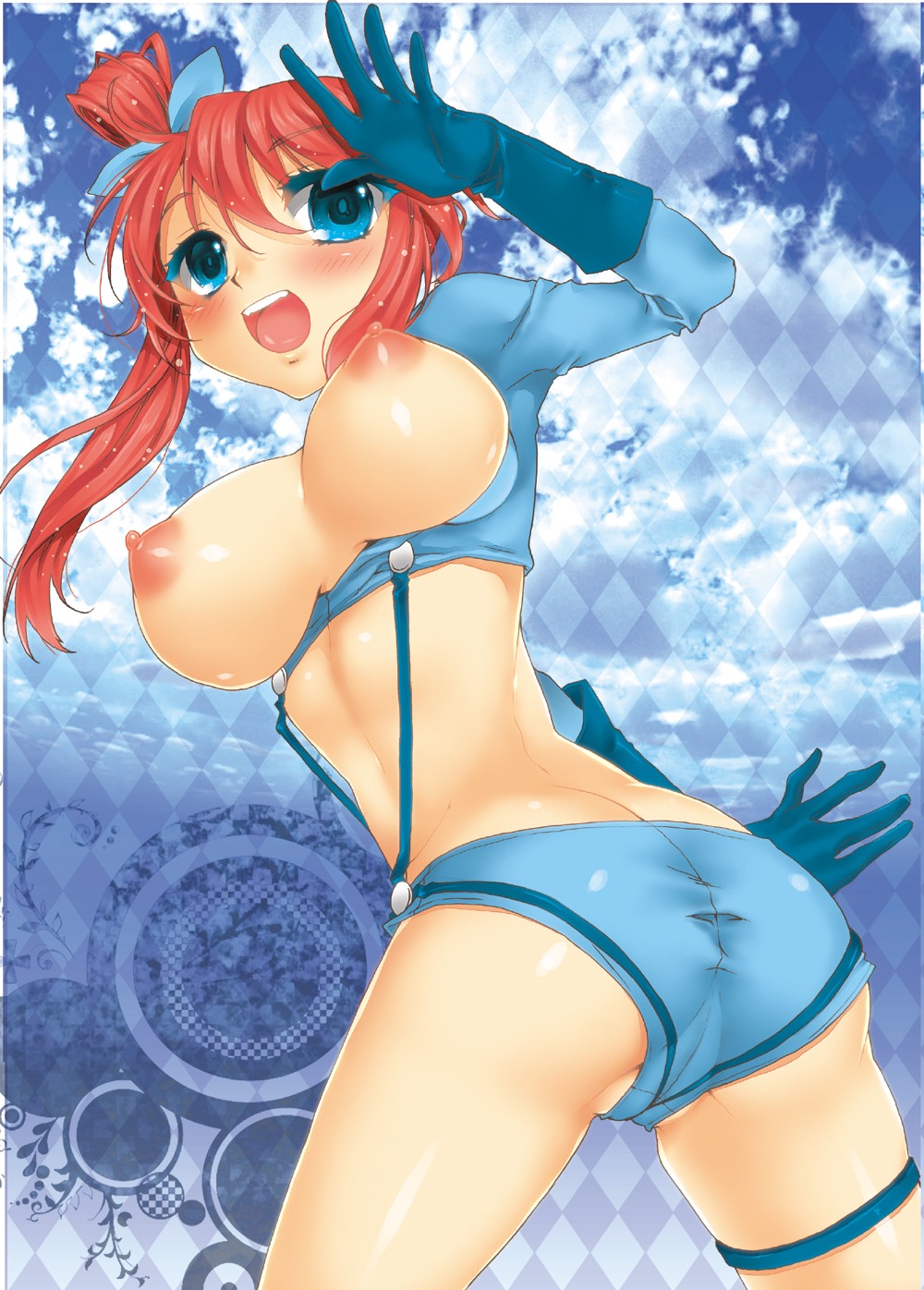 artist_request ass blush breasts female female_only gym_leader highres human human_only large_breasts nintendo nipples pokemon pokemon_bw rule34 skyla_(pokemon) smile solo