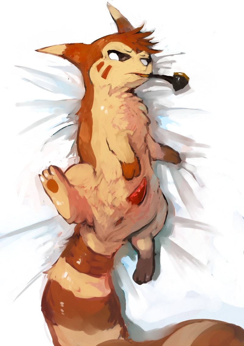 3_toes animal_genitalia animal_penis anus black_eyes brown_body brown_fur butt e621 erection feet feral frown fur furret generation_2_pokemon genitals glistening japanese looking_at_viewer lying male mammal mustelid nintendo object_in_mouth on_back open_mouth ouroporos penis pipe pokemon pokemon_(species) presenting presenting_hindquarters raised_leg red_body red_penis red_skin shadow smoking smoking_pipe solo spread_legs spreading tapering_penis tobacco_pipe toes white_eyes wrinkles