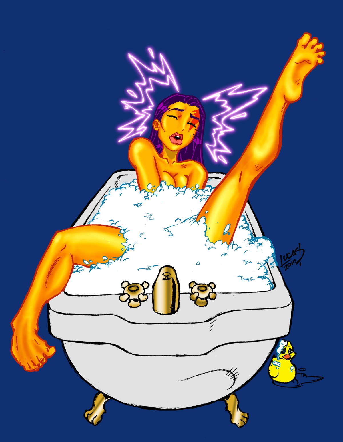 1girls asian bathtub color colored female female_only lucas_ackerman marvel marvel_comics psylocke_(kwannon) rule34 solo straight_hair tagme x-men