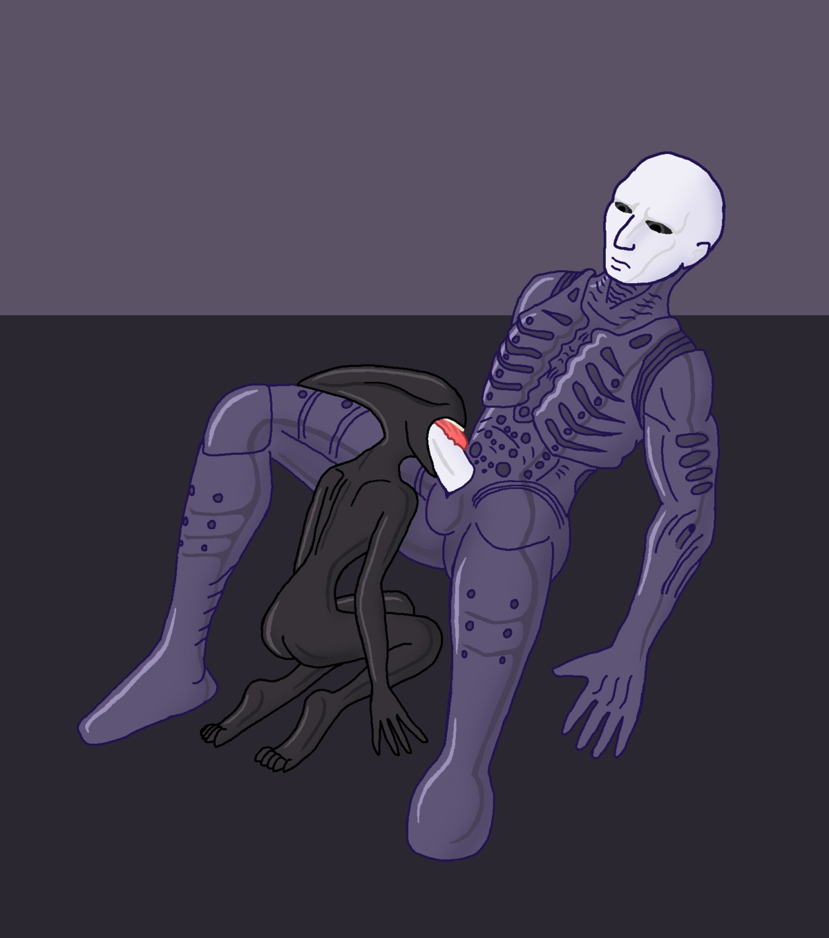 2012 alien alien_(franchise) bestiality darkness789 deacon duo e621 engineer_(alien) erection fellatio feral genitals hi_res humanoid jockey male oral oral_penetration penetration penile penis prometheus_(franchise) sex simple_background space xenomorph xenophilia