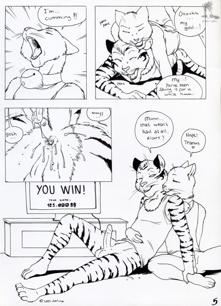 anal anal_sex anthro anus balls comic cum erection feline fur furry jaleo male male/male penetration penis rule34 tiger