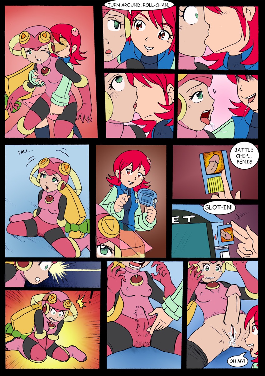 1futa 1girls blonde_hair bodysuit breasts brown_eyes bulge cameltoe comic darkyamatoman drool erect_nipples female french_kiss fucked_silly futa_transformation futanari genital_growth green_eyes hair_ornament hair_ribbon helmet intersex kissing legwear mayl_sakurai mega_man mega_man_battle_network nipples penis penis_growth pink_hair ponytail pussy roll.exe rule34 sakurai_meiru shaved shirt short_hair skirt small_breasts standing tears text thighhighs tied_hair transformation vest wet_pussy