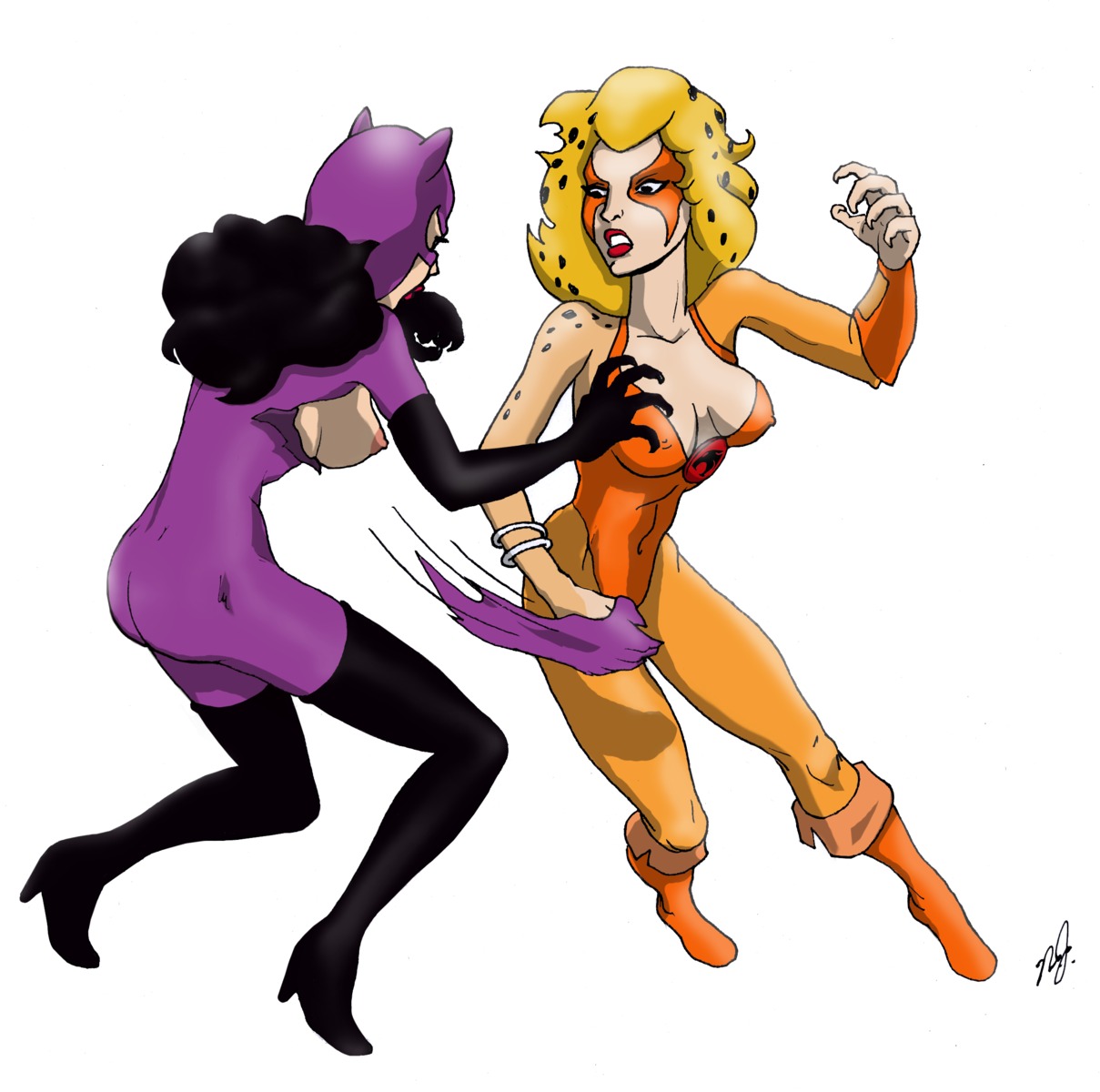 2girls artist_request batman_(series) catwoman cheetara crossover dc dc_comics female female_only multiple_females multiple_girls rule34 selina_kyle straight_hair thundercats