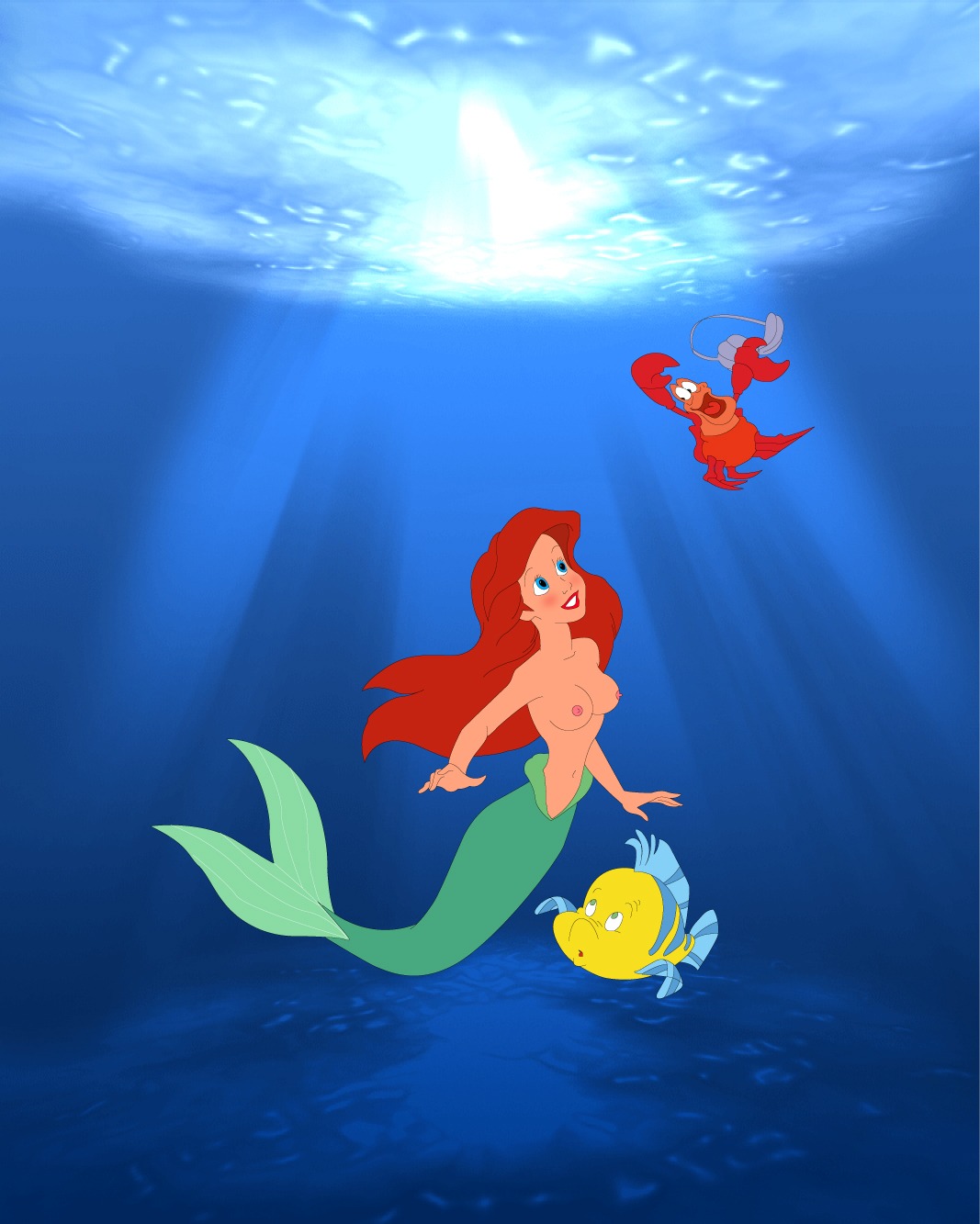 ariel breasts crab disney female fish merfolk mermaid nipples rule34 tagme the_little_mermaid