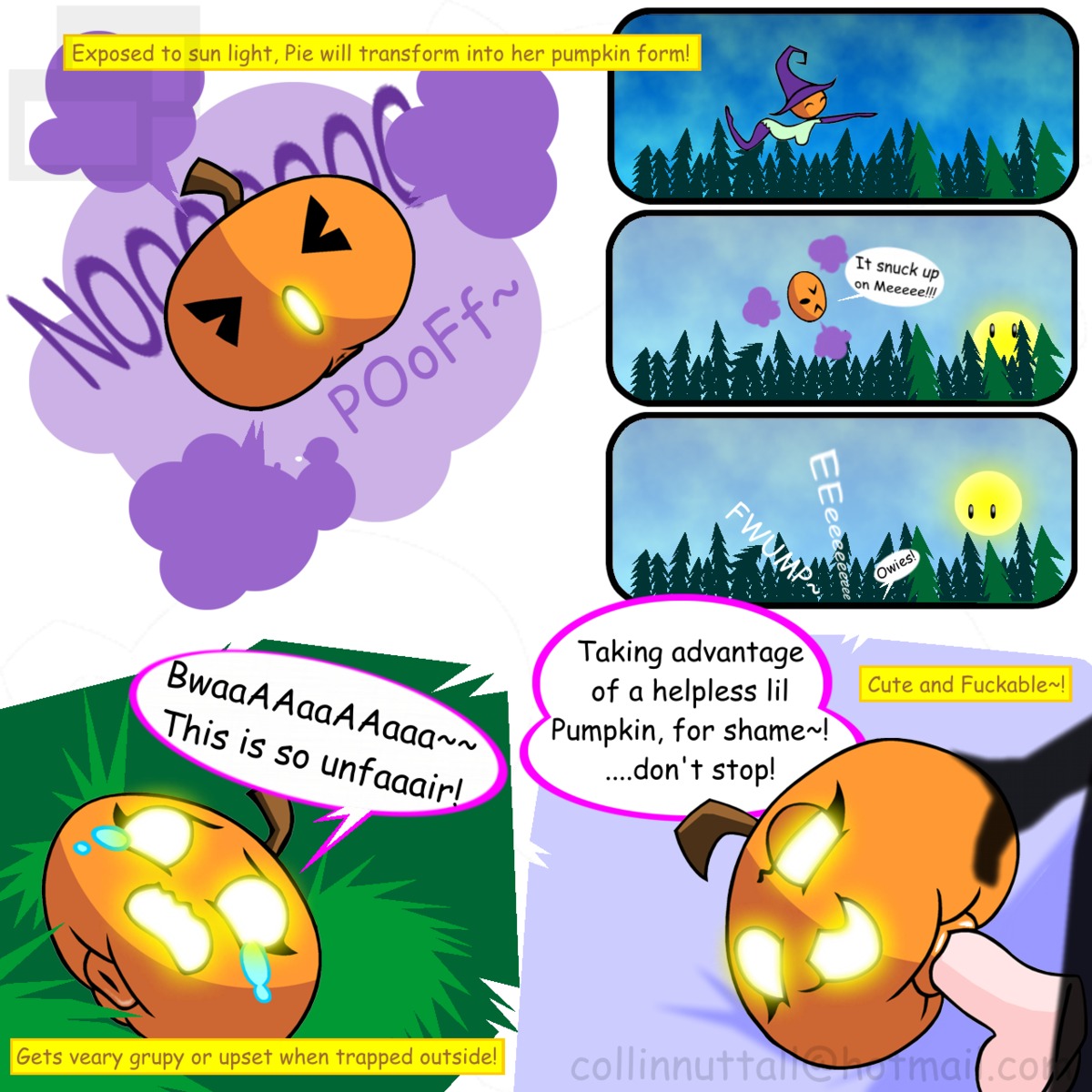 1:1 2013 anal anal_penetration anus armwear breasts clothing comic dialogue disembodied_penis duo e621 elbow_gloves elemental_creature english_text erection eyelashes female flora_fauna food food_creature fruit genitals gloves handwear hi_res jack-o'-lantern light living_fruit magic_user male male/female male_penetrating penetrating_pumpkin penetration penis pie_(slushy) plant pumpkin sex slushy solo solo_focus sunlight text transformation translated upset witch