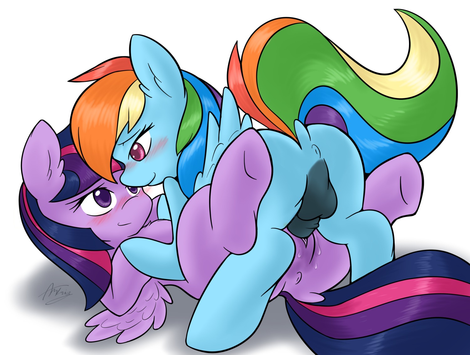 2014 absurd_res ambris anus blue_body blue_fur blush dock_(anatomy) duo e621 equid equine erection feathered_wings feathers female female_penetrated feral friendship_is_magic fur genitals gynomorph gynomorph/female gynomorph_penetrating gynomorph_penetrating_female hair hasbro hi_res horn intersex intersex/female intersex_penetrating intersex_penetrating_female mammal multicolored_hair multicolored_tail my_little_pony mythological_creature mythological_equine mythology nude pegasus penetration penile penile_penetration penis penis_in_vagina pink_eyes purple_body purple_eyes purple_fur purple_hair rainbow_dash_(mlp) rainbow_hair rainbow_tail sex simple_background tail twilight_sparkle_(mlp) two_tone_hair vaginal vaginal_penetration vulva white_background winged_unicorn wings