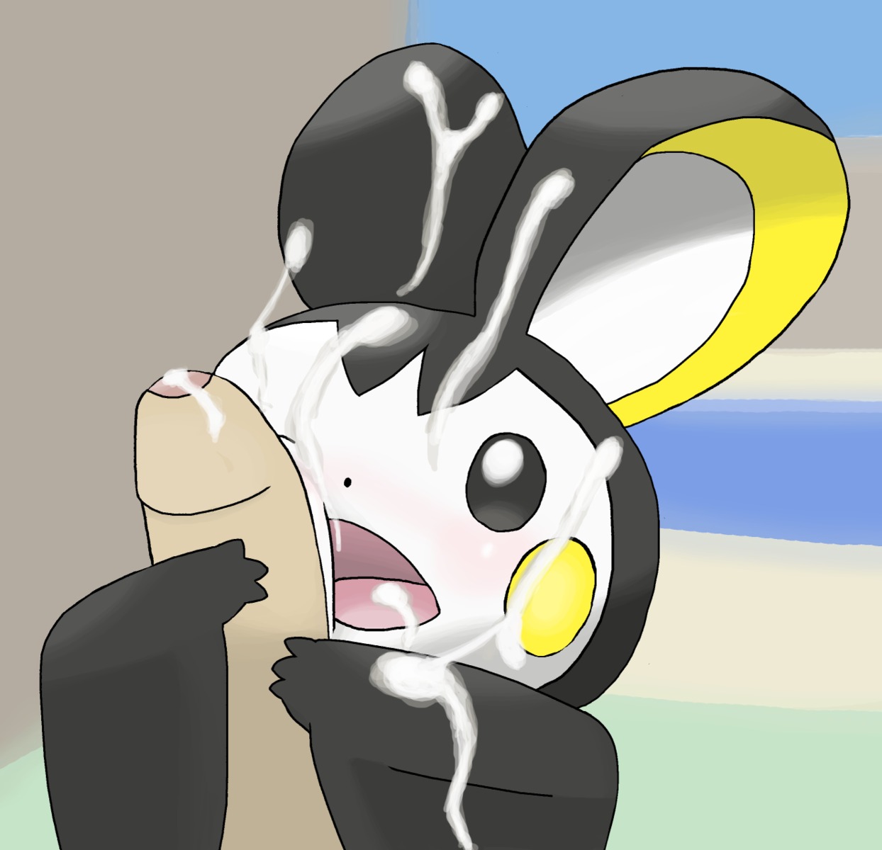 color cum day emolga feral fur human interspecies male nude outdoors penis pokemon pokephilia rule34 size_difference tagme wink