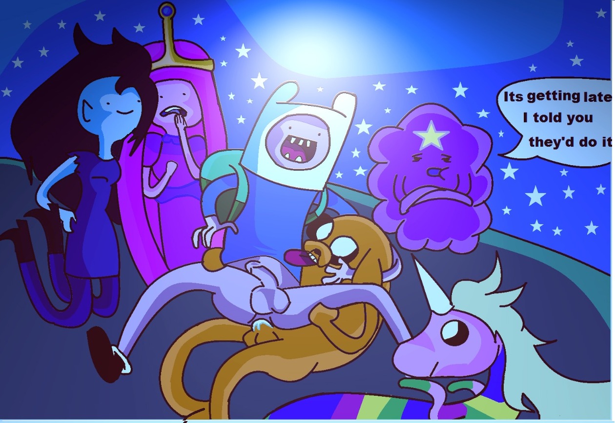 2boys 4girls adoptive_siblings adventure_time backpack bag blonde_hair female finn_the_human gay human jake_the_dog lady_rainicorn lumpy_space_princess male marceline pale_skin poorly_drawn princess_bubblegum rule34 technical_incest