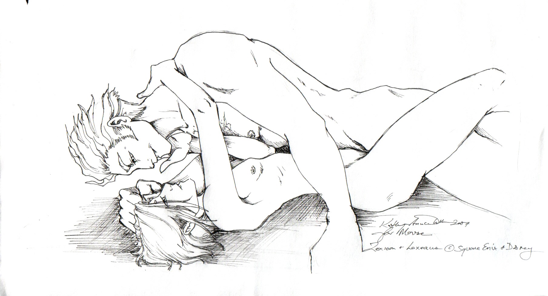 2boys disney gay kingdom_hearts lexaeus male male_only monochrome rule34 square_enix tagme yaoi zexion