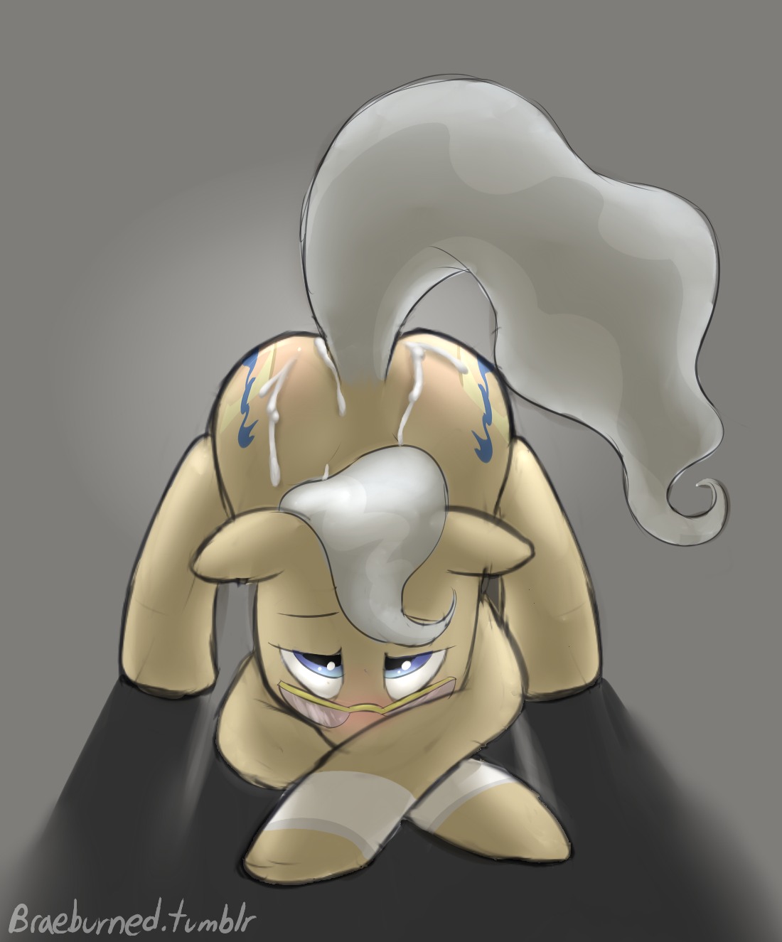 after_sex ass_up blue_eyes blush bodily_fluids body_blush braeburned butt butt_blush crossed_arms cum cum_on_back cum_on_butt cutie_mark digital_media_(artwork) e621 earth_pony equid equine eyewear eyewear_only female feral fluffy fluffy_hair fluffy_mane fluffy_tail friendship_is_magic front_view full-length_portrait fur genital_fluids glasses glasses_only glistening glistening_body glistening_butt glistening_eyes glistening_eyewear glistening_fur glistening_glasses grey_background grey_hair grey_mane grey_tail hair half-closed_eyes hasbro hi_res hooves horse jack-o'_pose light long_tail looking_at_viewer looking_forward looking_up mammal mane mane_hair mature_female mature_feral mayor_mare_(mlp) monotone_body monotone_face monotone_fur monotone_hair monotone_mane monotone_tail my_little_pony narrowed_eyes nude pinup pivoted_ears pointy_ears pony portrait pose prick_ears pupils raised_tail shaded shadow simple_background solo tail tan_body tan_ears tan_face tan_fur tan_hooves text wearing_glasses wristband