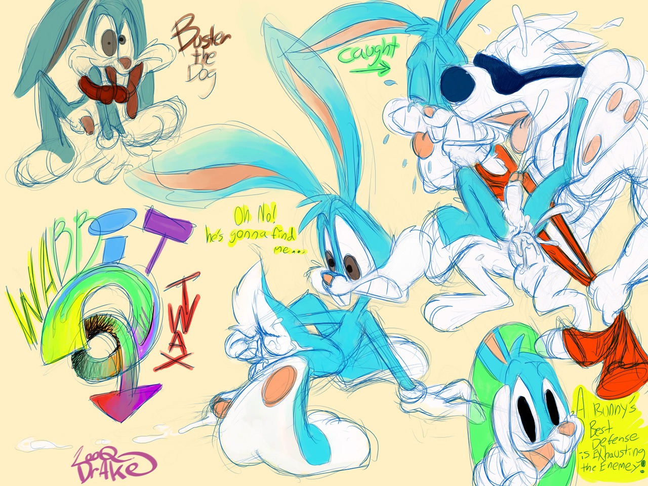 anthro arnold_the_pit_bull blue_fur buster_bunny canine dog fur furry looqdrake male male_only mammal rabbit rule34 tagme tiny_toon_adventures