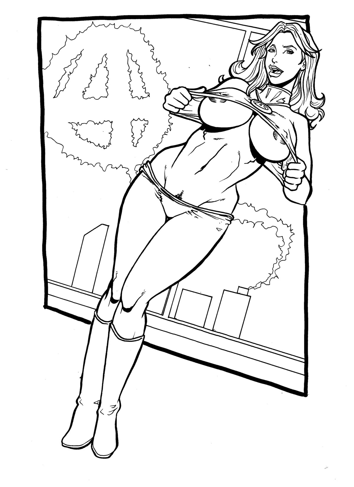 black_and_white fantastic_four female female_only human invisible_woman marvel marvel_comics rule34 solo straight_hair sue_storm tagme text