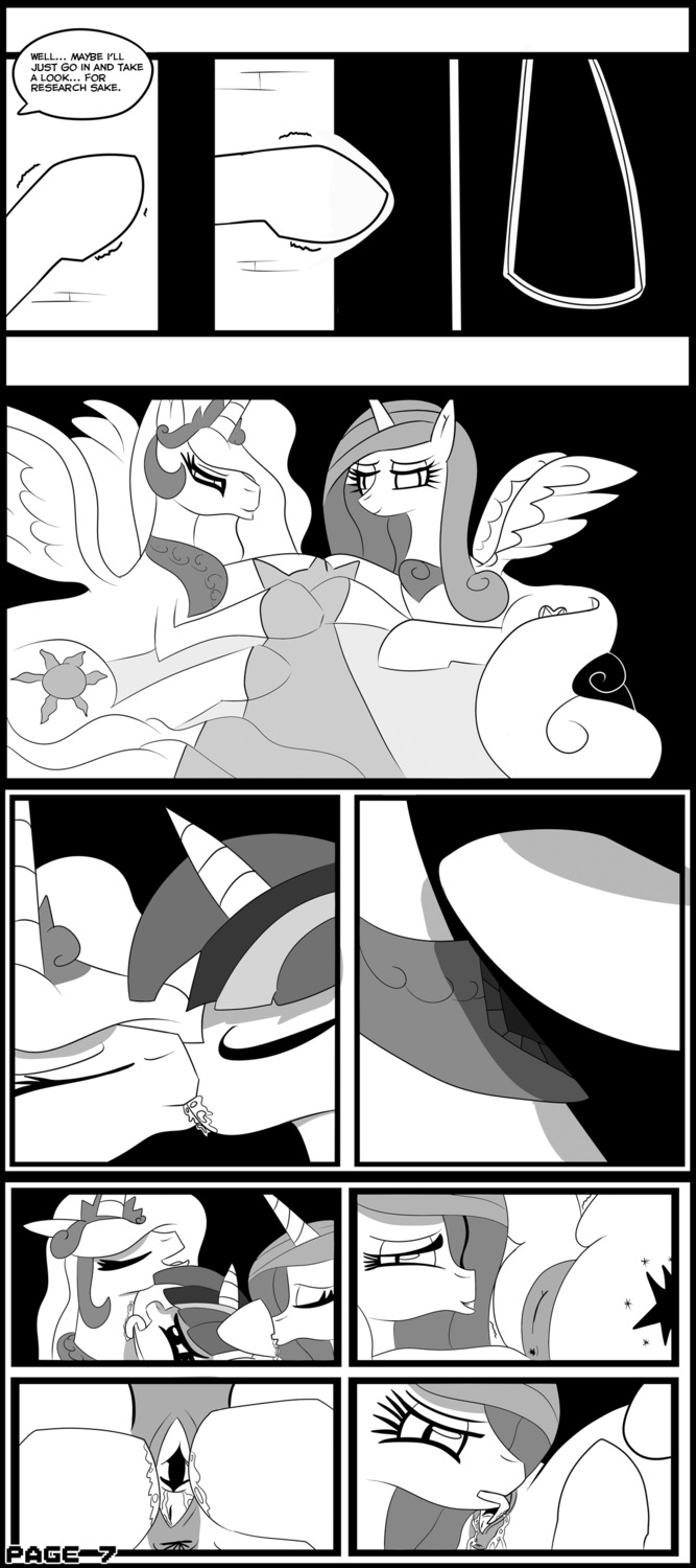 absurd_res anus arthropod bodily_fluids changeling_(mlp) comic cunnilingus cutie_mark e621 equid equine feathered_wings feathers female female/female feral friendship_is_magic fur genitals greyscale group hair hasbro hi_res horn kiss_on_lips kissing licking mammal monochrome my_little_pony mythological_creature mythological_equine mythology oral princess princess_cadance_(mlp) princess_celestia_(mlp) quadruped royalty saliva sex spread_vulva spreading story tail tiarawhy tongue tongue_out twilight_sparkle_(mlp) unicorn vaginal vulva winged_unicorn wings