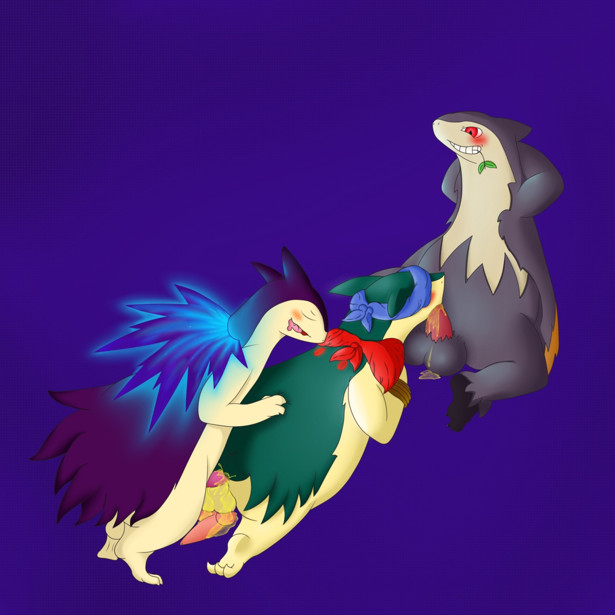 1:1 2014 3_toes anal anal_penetration asbiearts bdsm blindfold blue_fire blush bodily_fluids bondage bound clothing colored_fire conditional_dnp dominant dominant_male double_penetration e621 erection eyes_closed fan_character feet fellatio fire generation_2_pokemon generation_6_pokemon genital_fluids genitals grin group group_sex hi_res hybrid kerchief leaf male male/male male_penetrated male_penetrating male_penetrating_male mammal mostly_nude mustelid nintendo nude open_mouth oral oral_penetration pangoro peeing penetration penile penis pokemon pokemon_(species) sex simple_background smile spitroast submissive submissive_male threesome toes trio two_doms_one_sub typhlosion urine urine_in_ass urine_in_mouth urine_on_balls urine_on_ground urine_on_penis urine_pool watersports