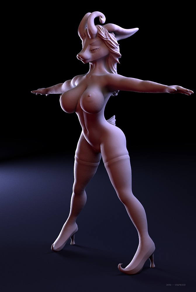 2012 3d_(artwork) big_breasts boots breasts butt clothing demon digital_media_(artwork) e621 female footwear genitals hair horn lagomorph legwear leporid long_hair mammal nipples nude rabbit sculpting sculptris_(artwork) sculpture shoes solo stockings vulpesco vulva wide_hips