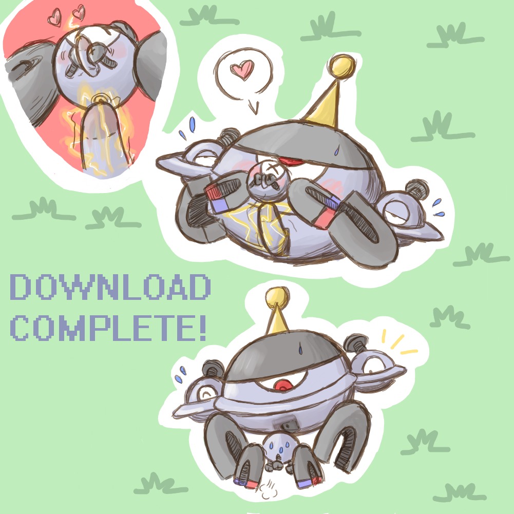 color electricity interspecies magnemite magnet magnezone male male_only multiple_males nintendo pokemon rule34 size_difference tagme